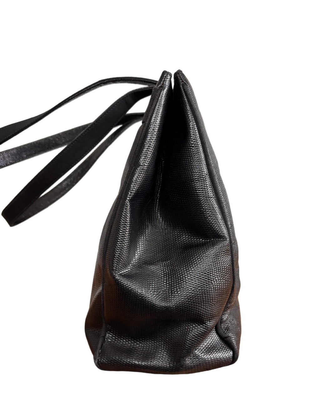 Salvatore Ferragamo Vintage Vara Tote Black Leather Lizard Embossed Italy - Picture 4 of 13